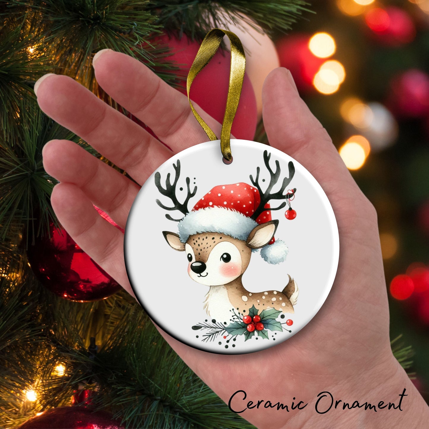 Babys First Christmas Reindeer Ceramic Ornament 57-06
