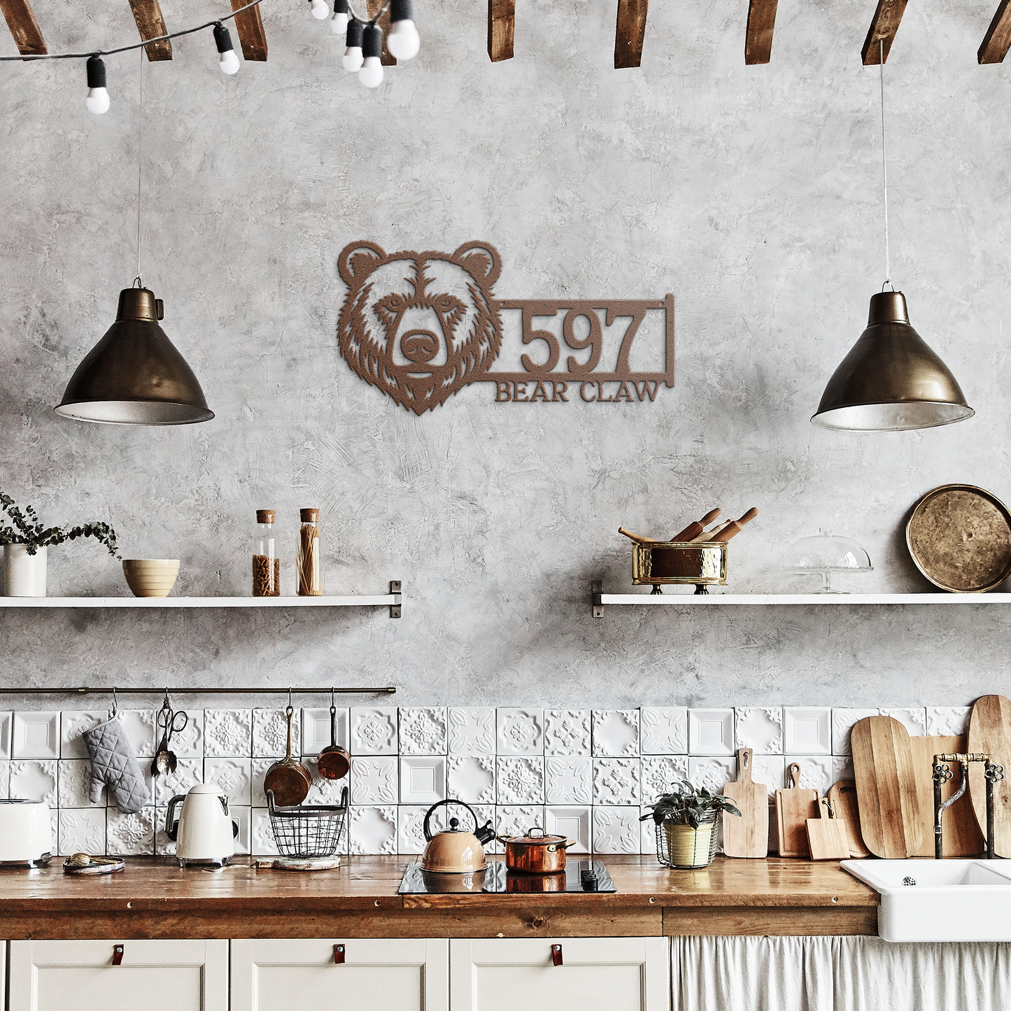 Bear_Face_Address_Metal_Sign_Copper_Rustic_Kitchen_Mockup.png