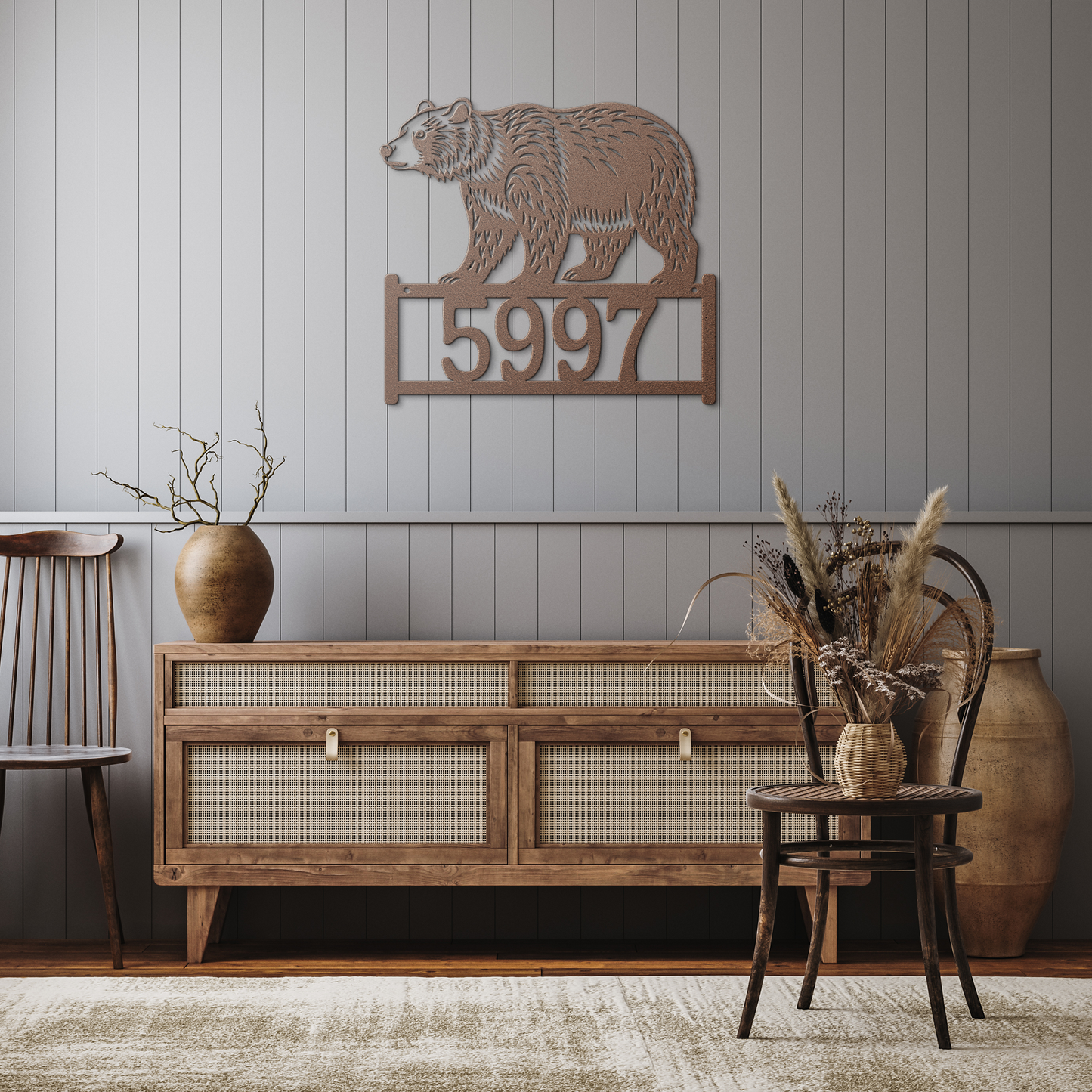 Bear_Metal_Address_Sign_Copper_Rustic_Hallway_Mockup.png