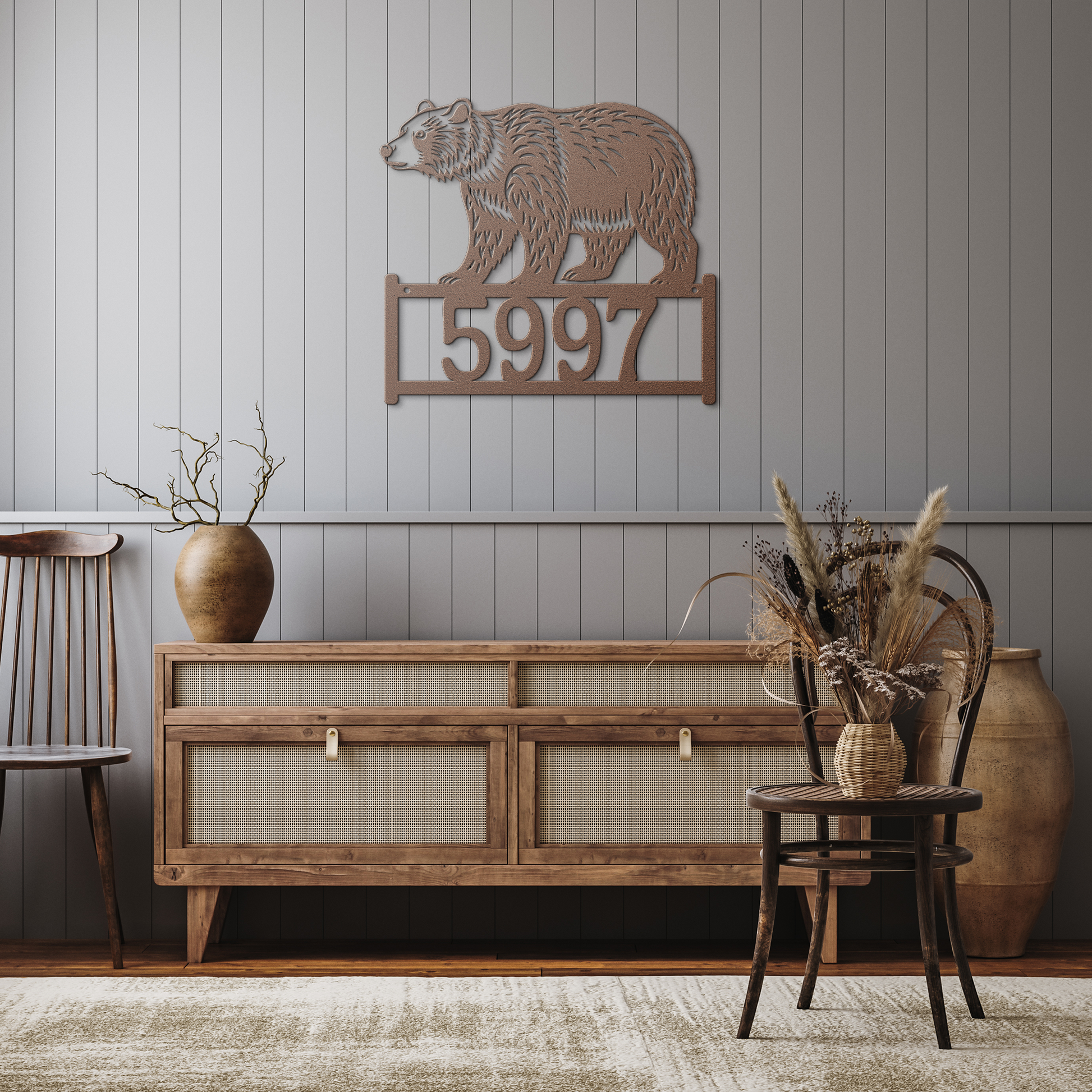 Bear_Metal_Address_Sign_Copper_Rustic_Hallway_Mockup.png