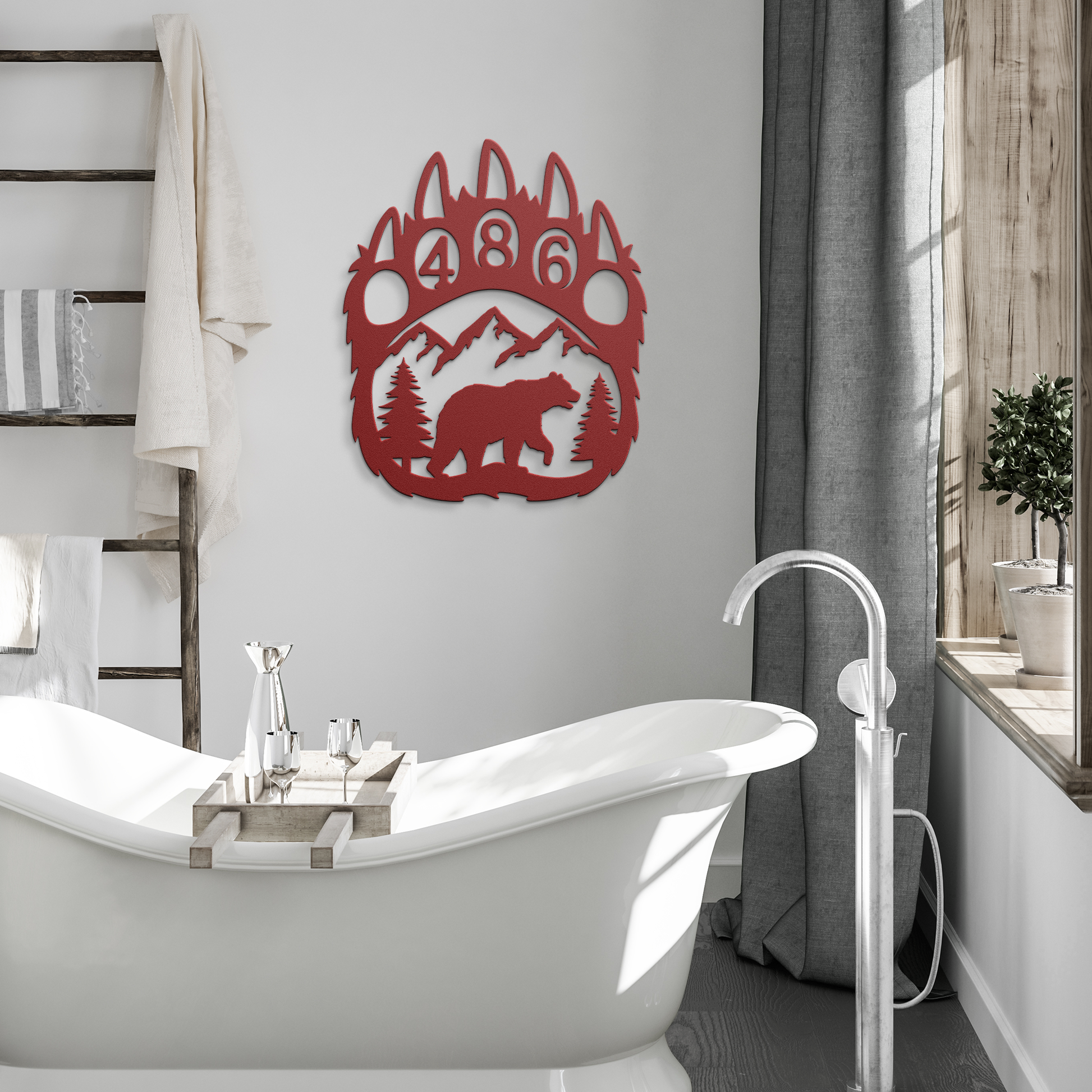 Bear_Paw_Metal_Address_Sign_Red_Modern_Bathroom_Mockup.png