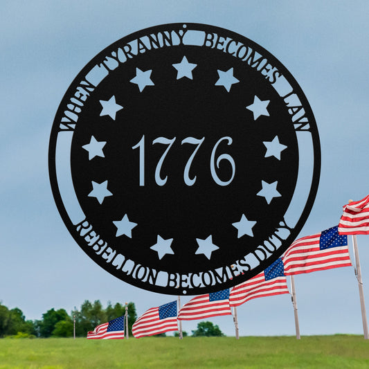Patriotic 1776 & 13 Stars Metal Sign Wall Art