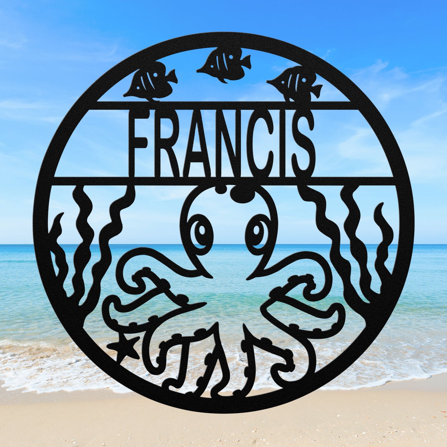 Ocean Animals Nursery Metal Decor - Octopus