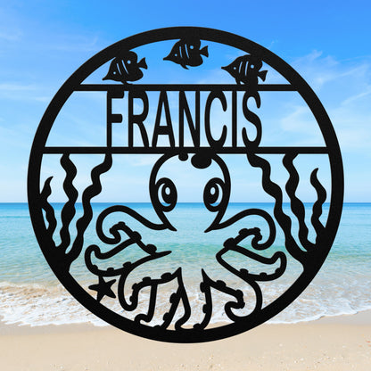 Ocean Animals Nursery Metal Decor - Octopus