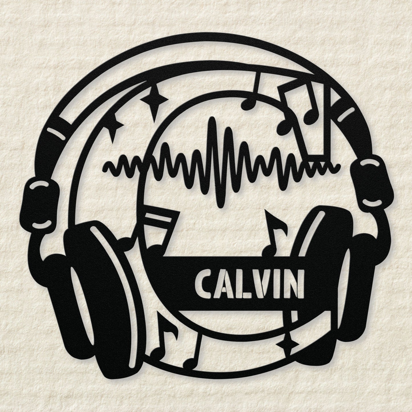 Personalized Headphones Monogram Letter C - Metal Sign
