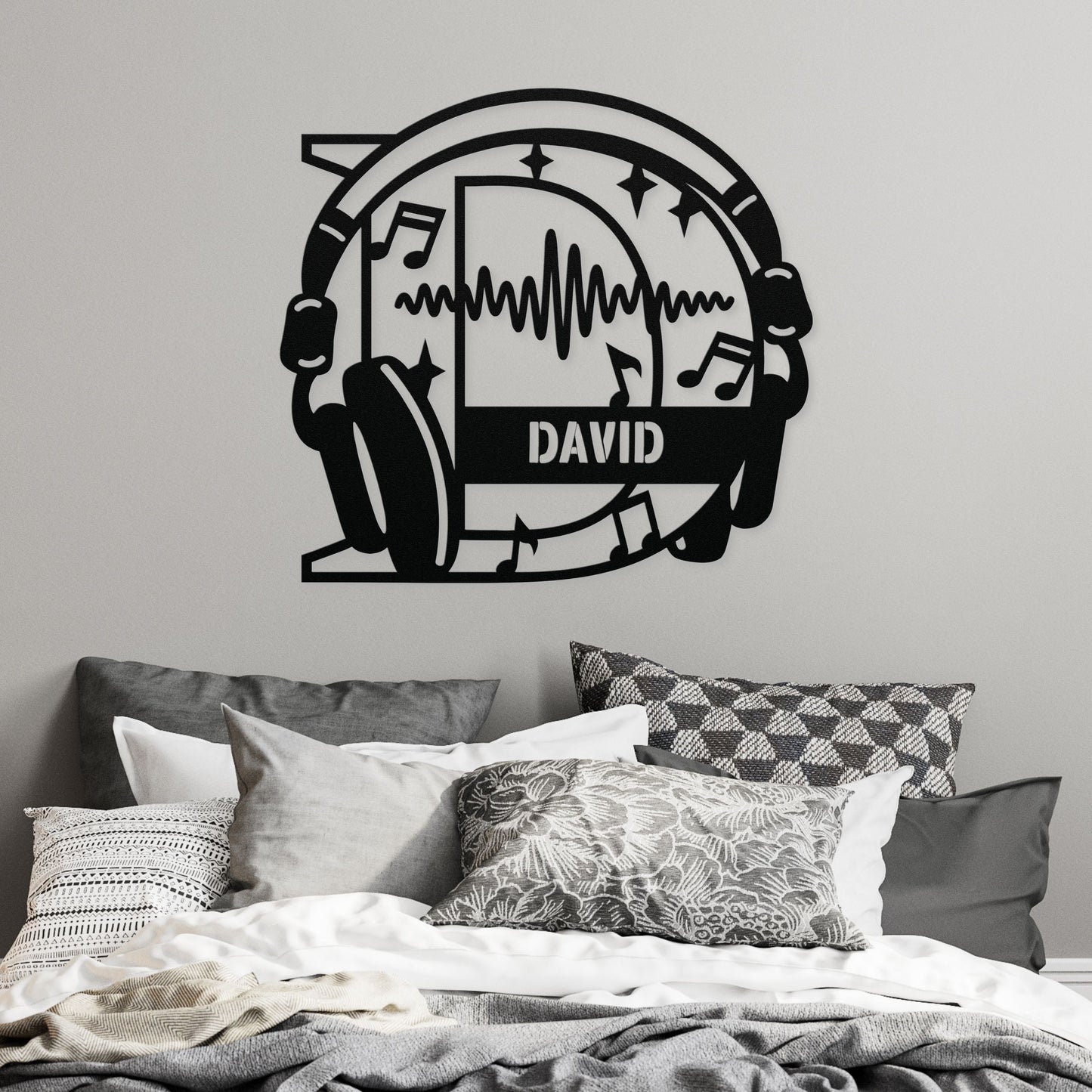 Personalized Headphones Monogram Letter D - Metal Sign
