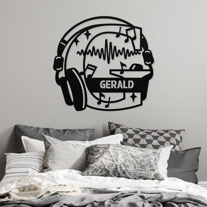 Personalized Headphones Monogram Letter G - Metal Sign