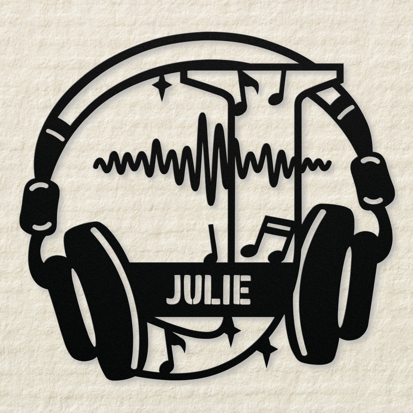 Personalized Headphones Monogram Letter J - Metal Sign