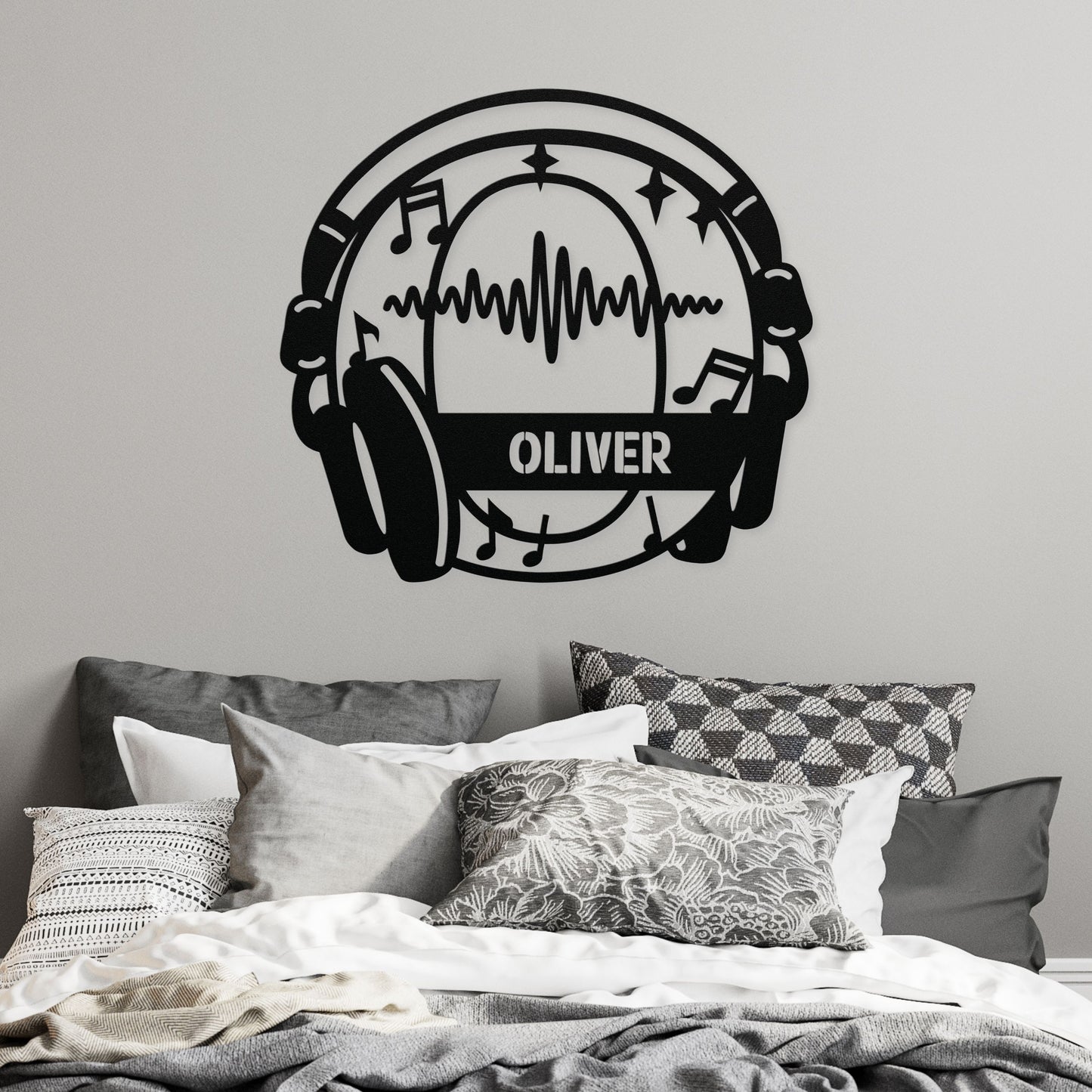 Personalized Headphones Monogram Letter O - Metal Sign