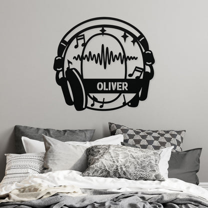 Personalized Headphones Monogram Letter O - Metal Sign