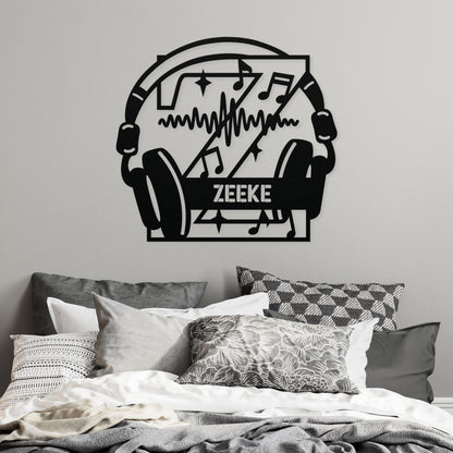 Personalized Headphones Monogram Letter Z - Metal Sign