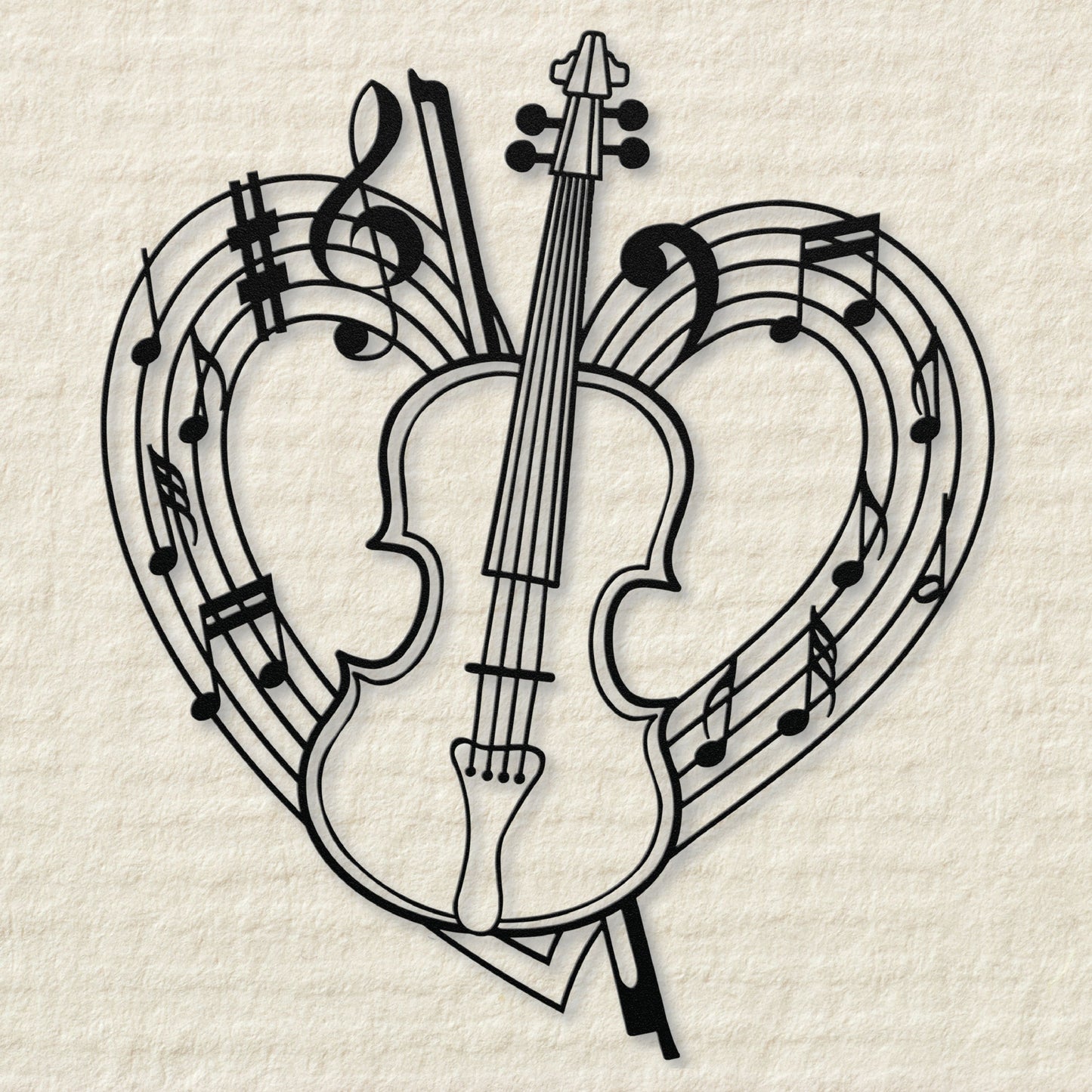 Violin Musical Heart - Metal Sign
