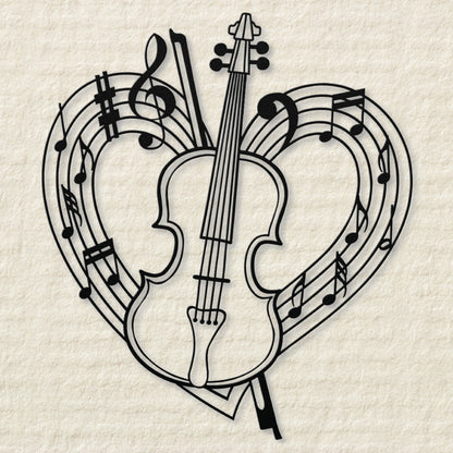 Violin Musical Heart - Metal Sign