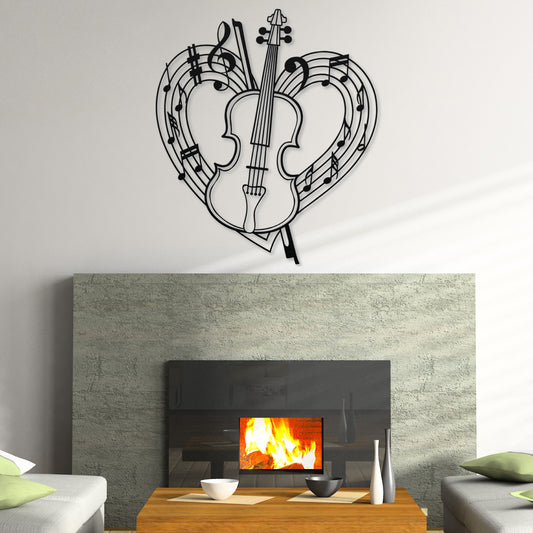 Violin Musical Heart - Metal Sign