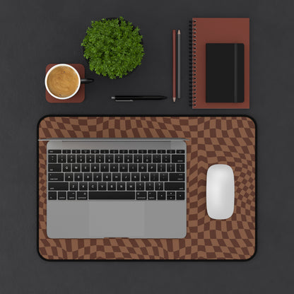 Brown Wavy Checkerboard Non Slip Gaming or Desk Mouse Pad 12 x 18