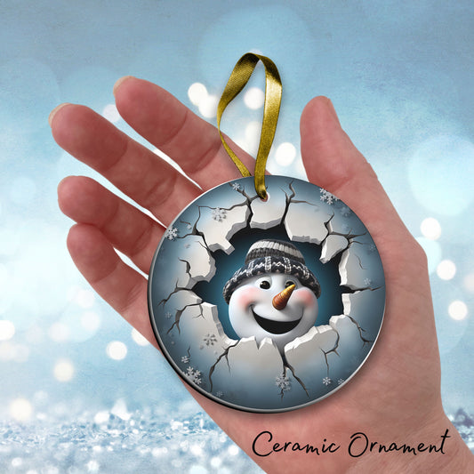 Busting Out Snowman Ceramic Ornament 80-01