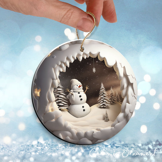 Busting Out Snowman Ceramic Ornament 80-07
