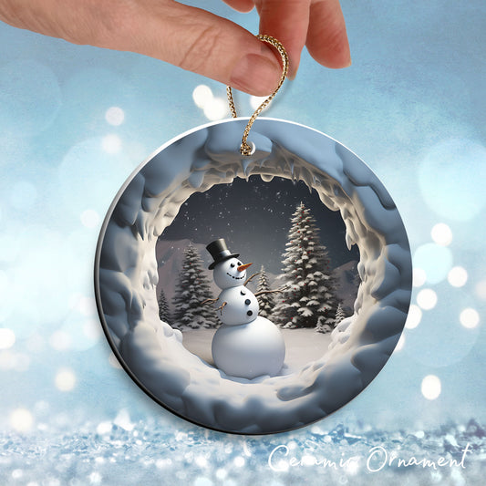 Busting Out Snowman Ceramic Ornament 80-08