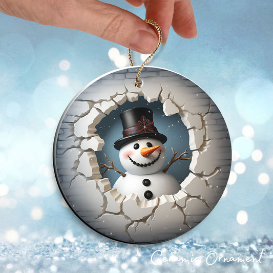 Busting Out Snowman Ceramic Ornament 80-09