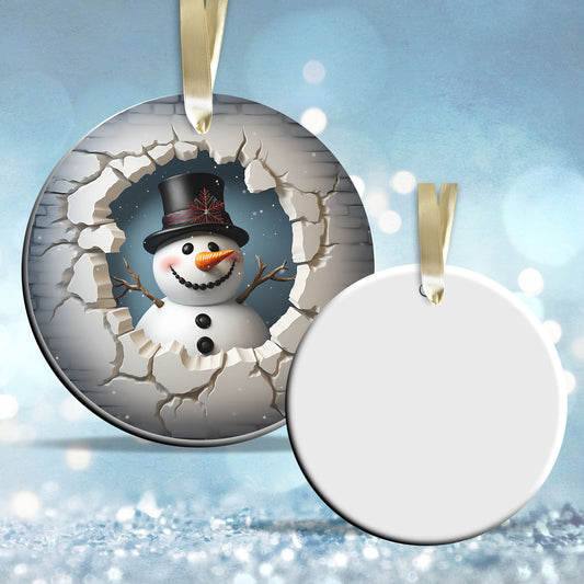 Busting Out Snowman Ceramic Ornament 80-09