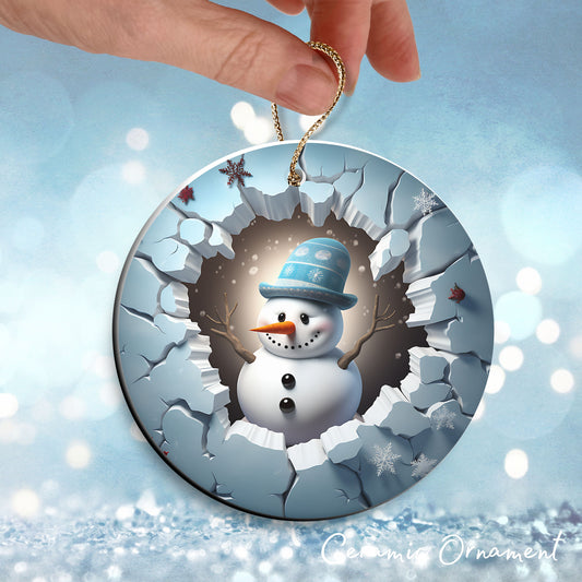 Busting Out Snowman Ceramic Ornament 80-10