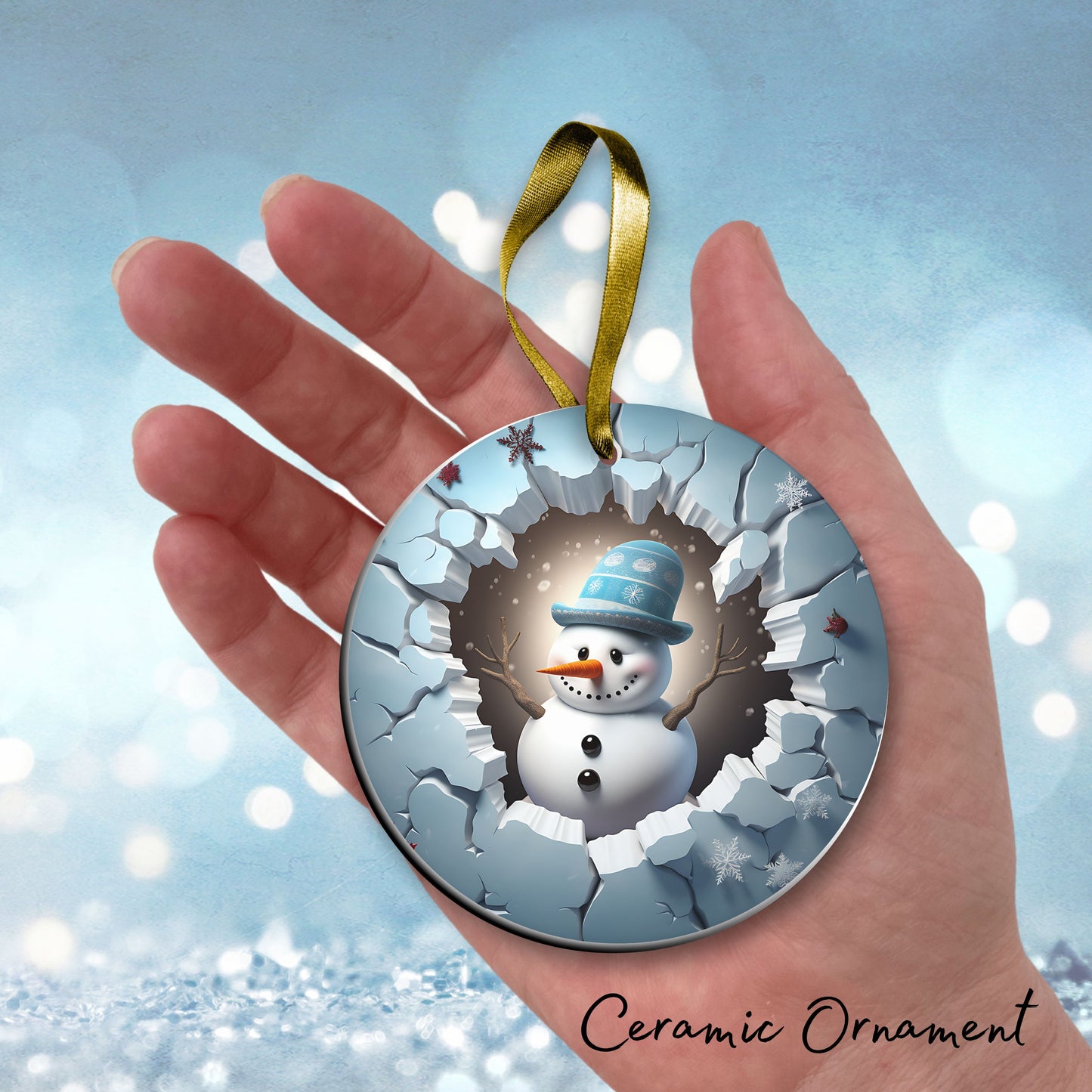 Busting Out Snowman Ceramic Ornament 80-10