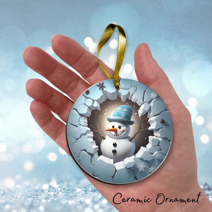 Busting Out Snowman Ceramic Ornament 80-10