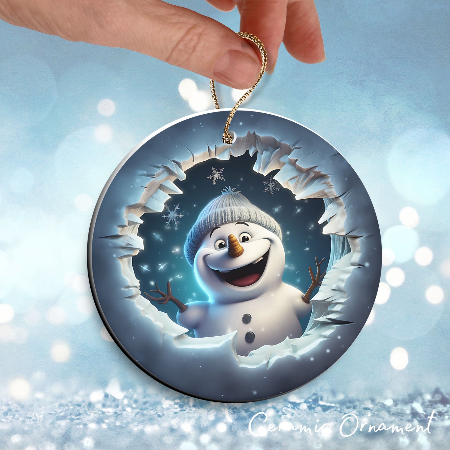 Busting Out Snowman Ceramic Ornament 80-16