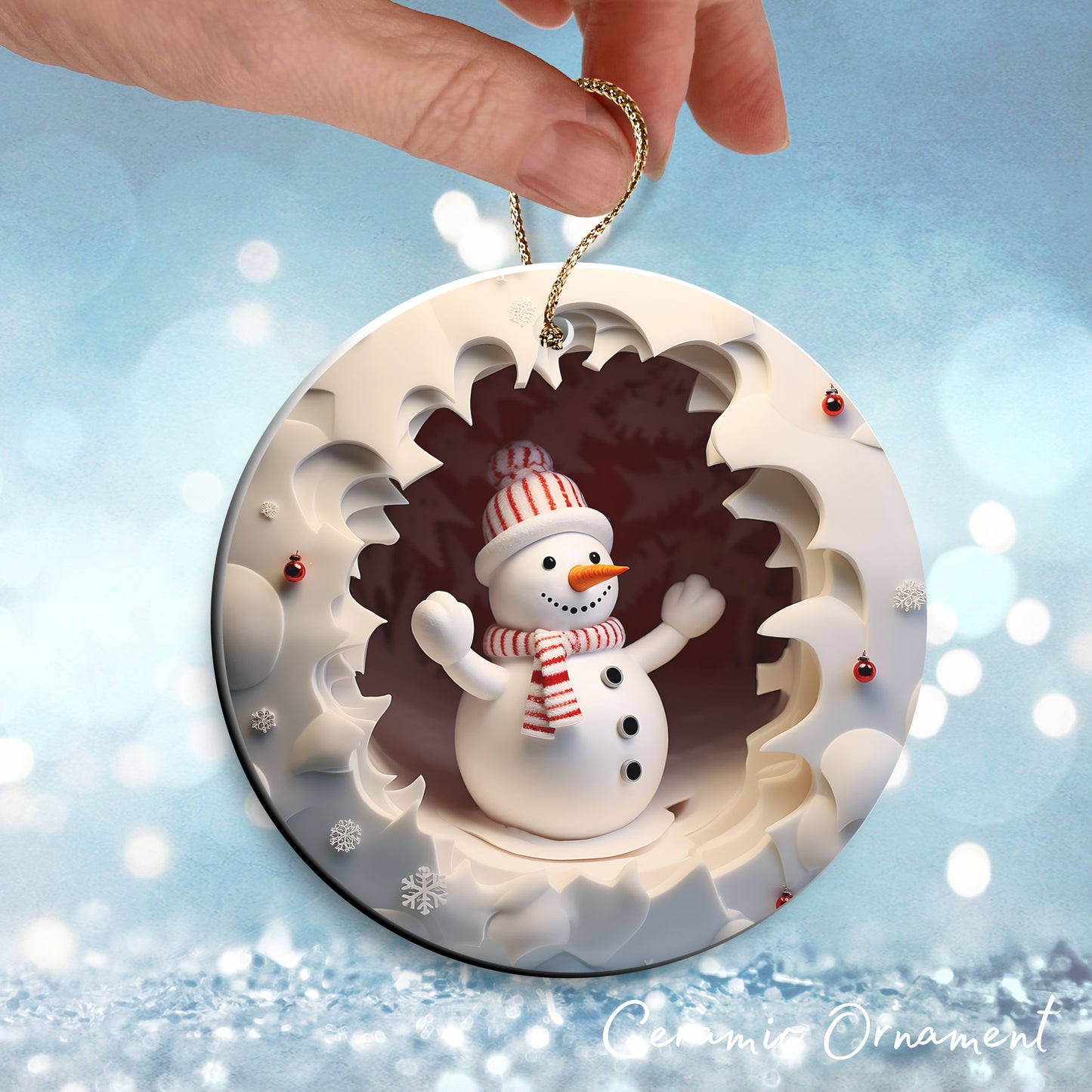 Busting Out Snowman Ceramic Ornament 80-24