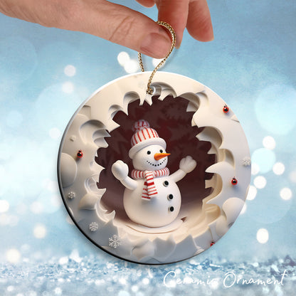 Busting Out Snowman Ceramic Ornament 80-24