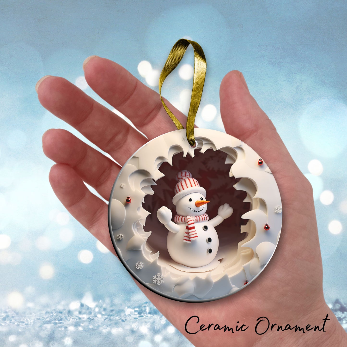 Busting Out Snowman Ceramic Ornament 80-24