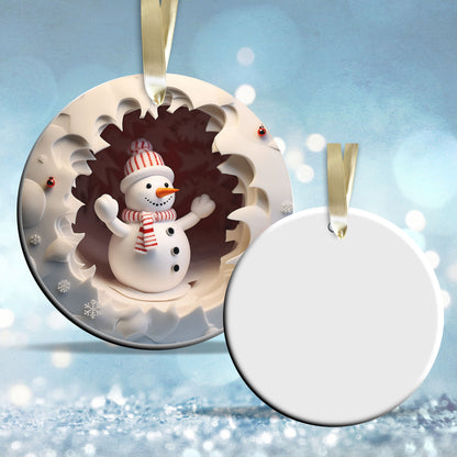 Busting Out Snowman Ceramic Ornament 80-24