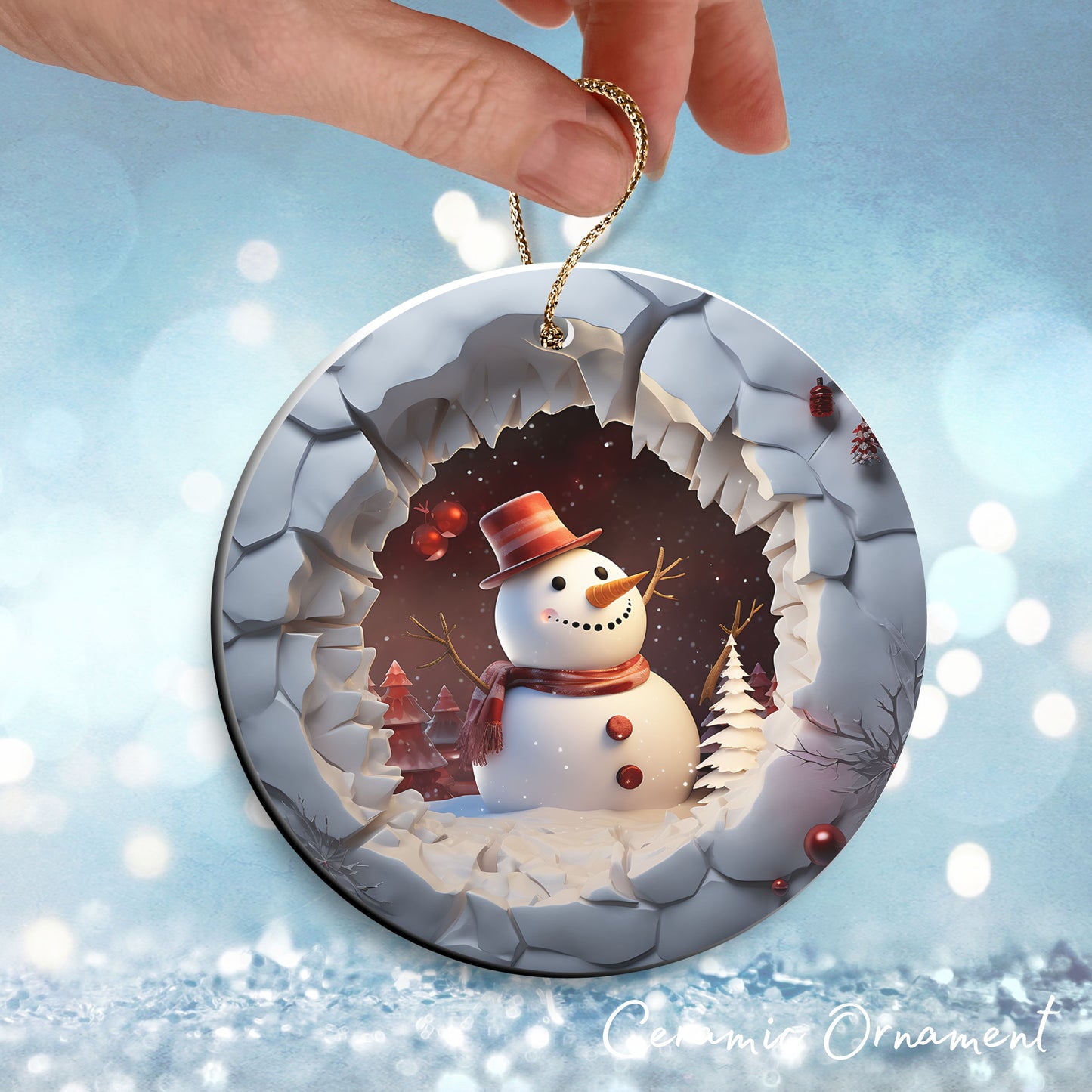 Busting Out Snowman Ceramic Ornament 80-26
