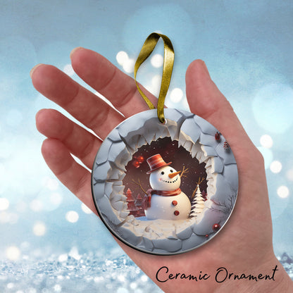 Busting Out Snowman Ceramic Ornament 80-26