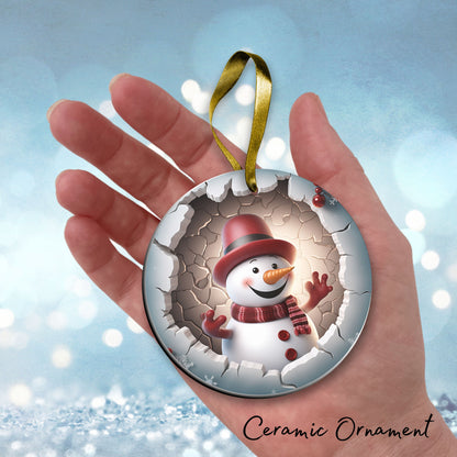 Busting Out Snowman Ceramic Ornament 80-29