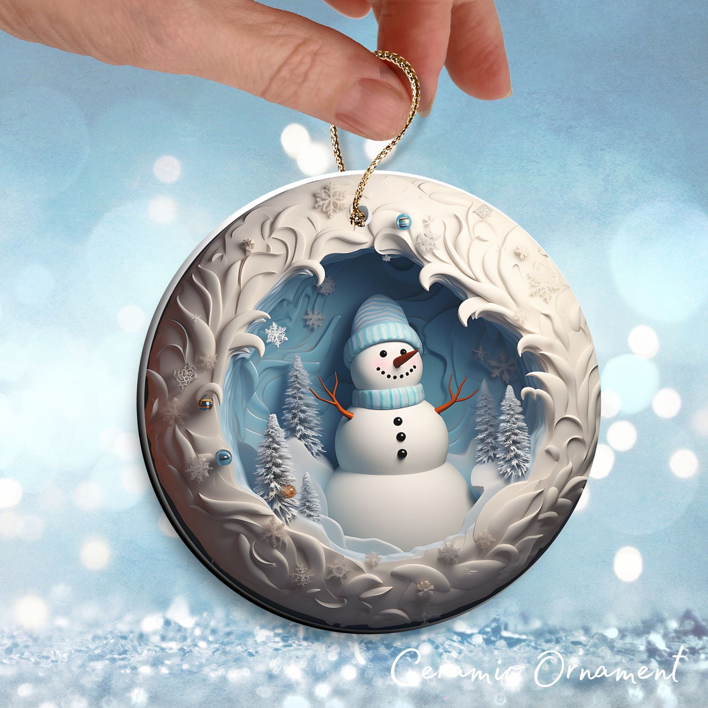 Busting Out Snowman Ceramic Ornament 80-30