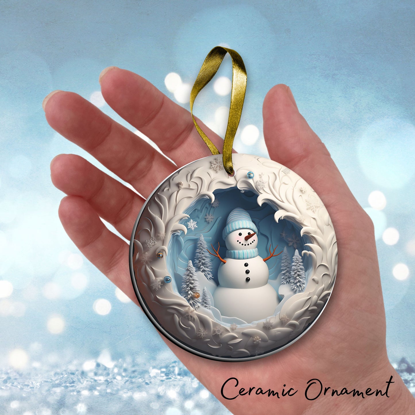 Busting Out Snowman Ceramic Ornament 80-30