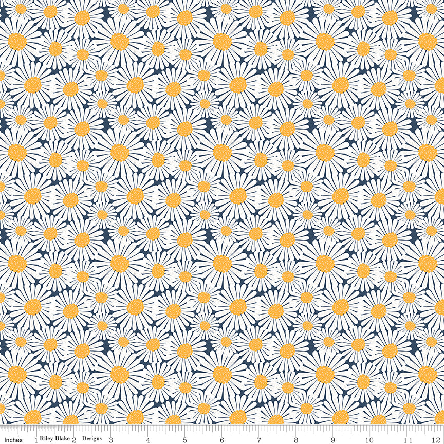 Sunshine & Dandelions Dasies Navy