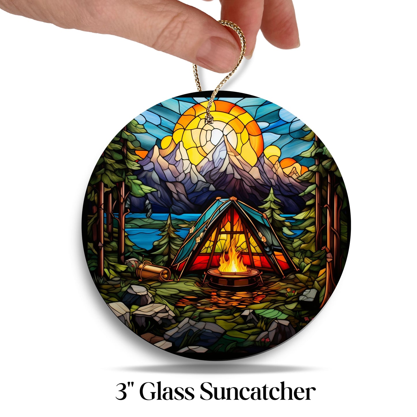 Camping and Fires Stained Glass Sun Catcher - Outdoors - 231-02