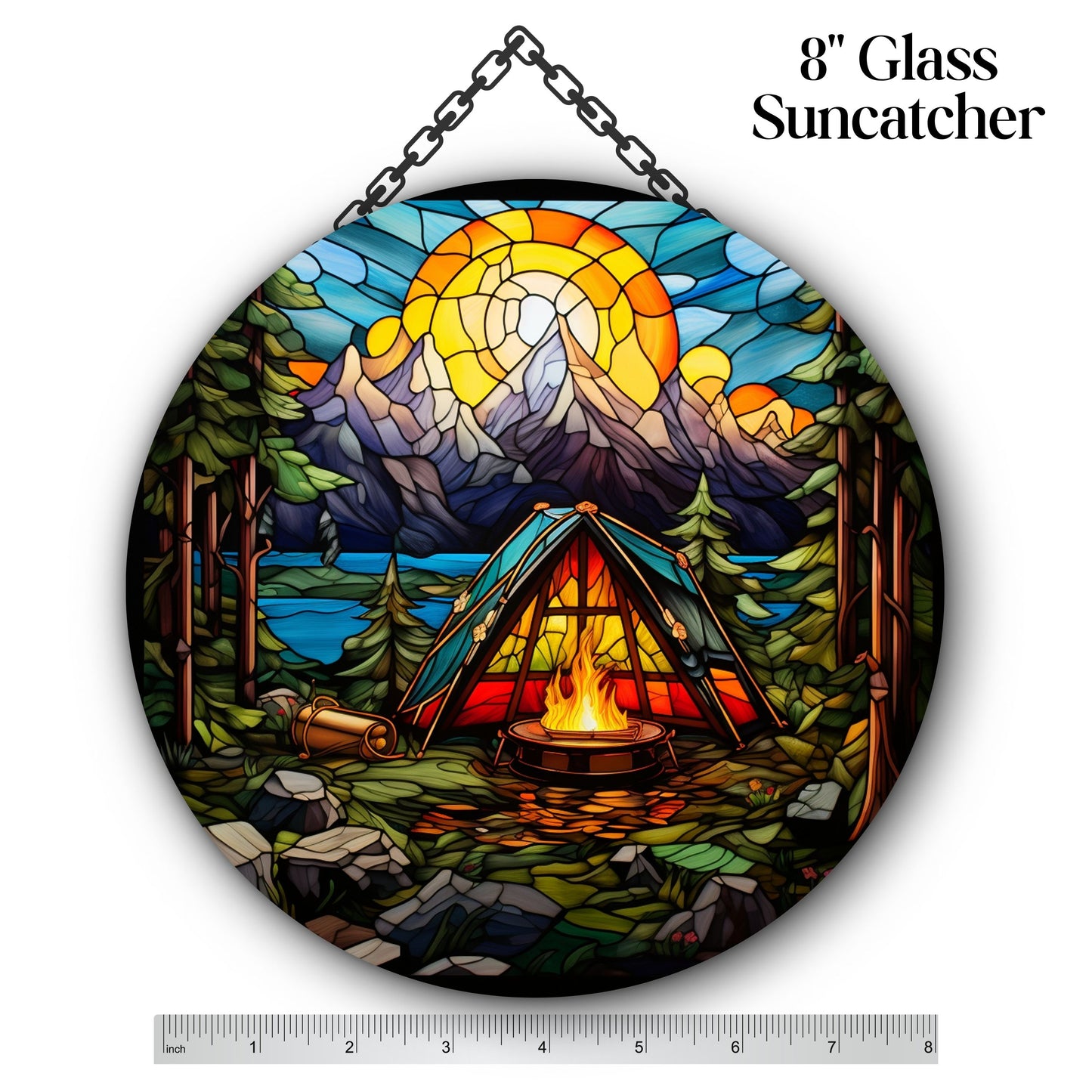 Camping and Fires Stained Glass Sun Catcher - Outdoors - 231-02