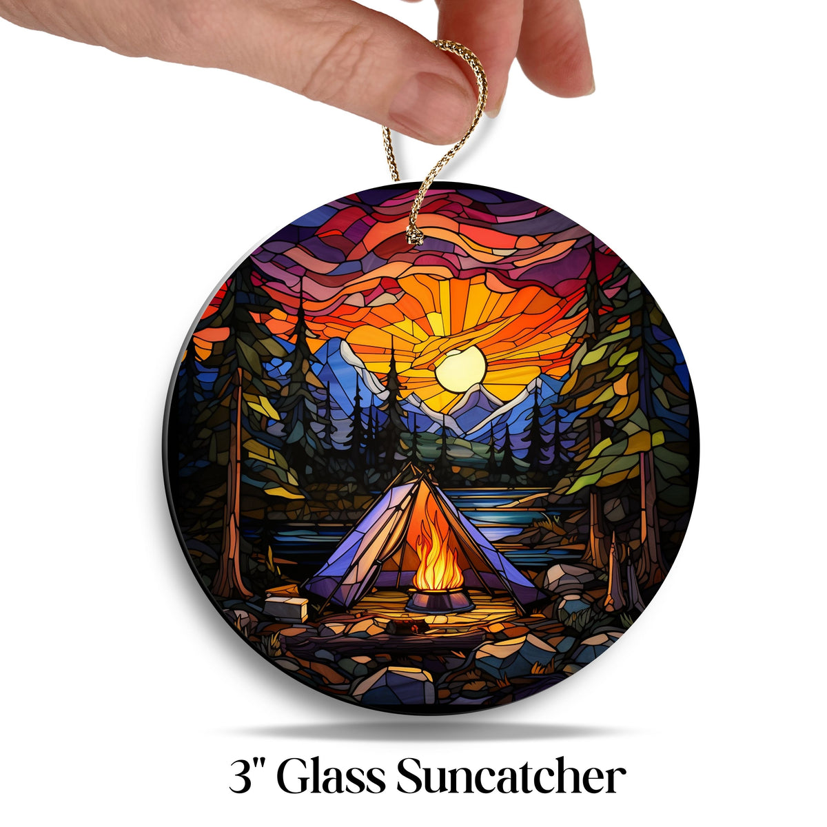 Camping and Fires Stained Glass Sun Catcher - Outdoors - 231-03