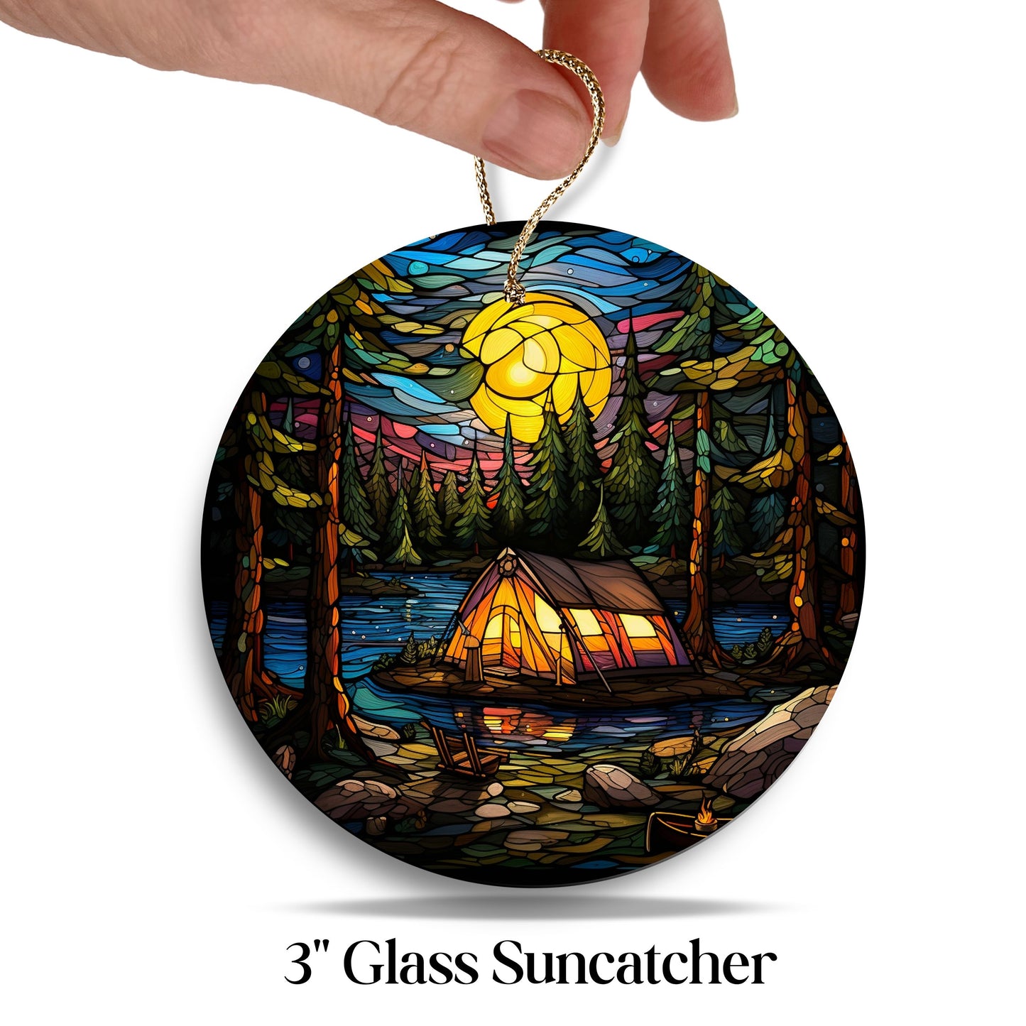 Camping and Fires Stained Glass Sun Catcher - Outdoors - 231-01