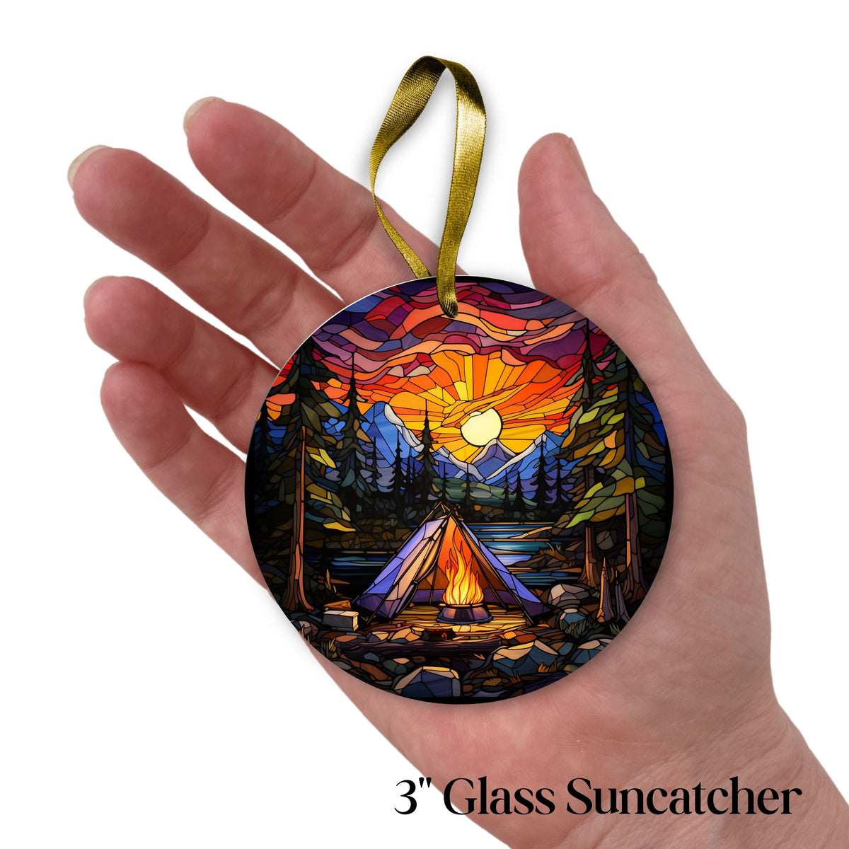 Camping and Fires Stained Glass Sun Catcher - Outdoors - 231-03