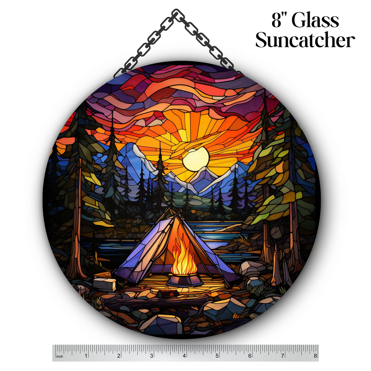 Camping and Fires Stained Glass Sun Catcher - Outdoors - 231-03