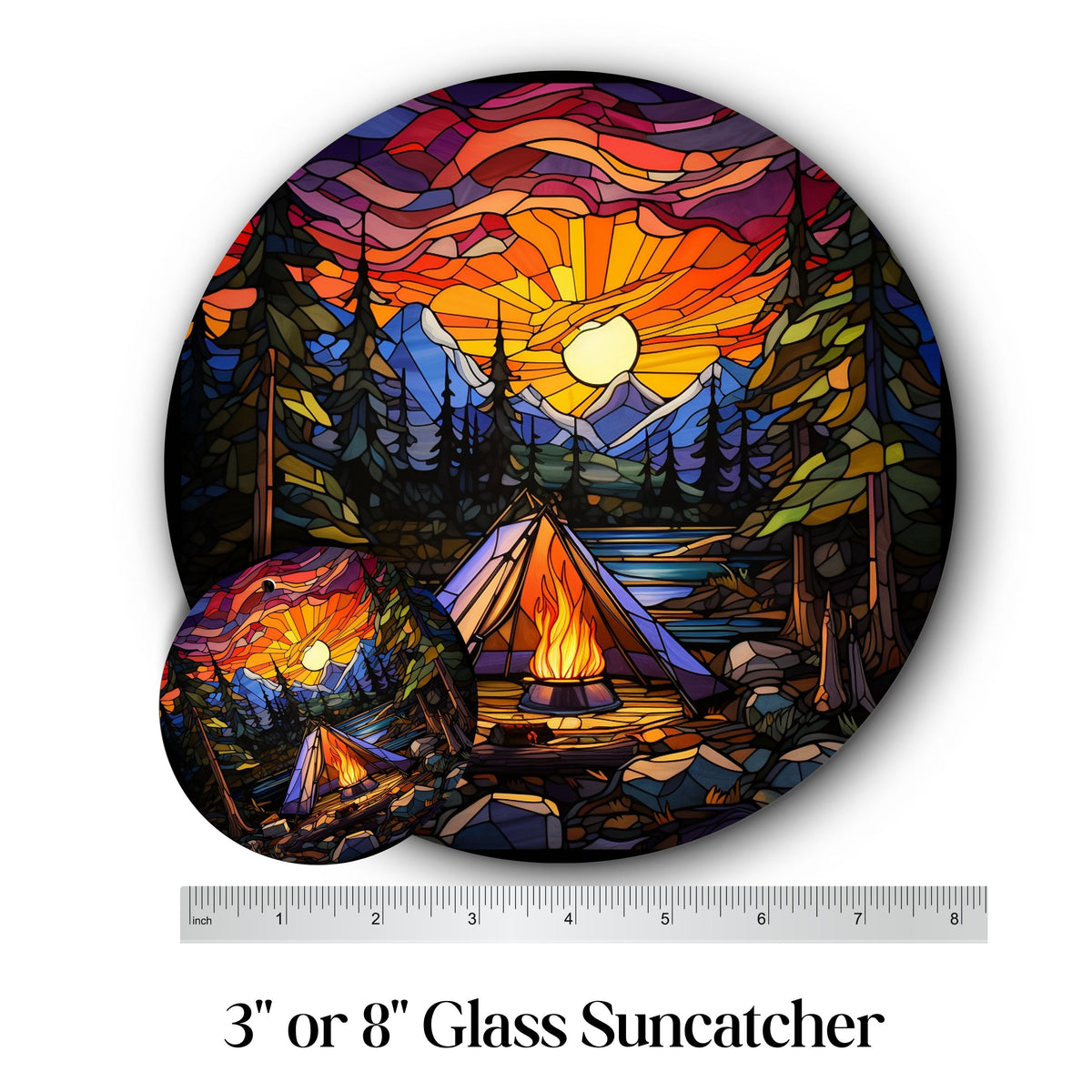 Camping and Fires Stained Glass Sun Catcher - Outdoors - 231-03