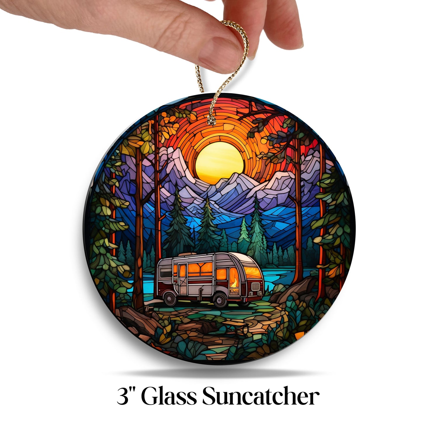 Camping and Fires Stained Glass Sun Catcher - Outdoors - 231-05