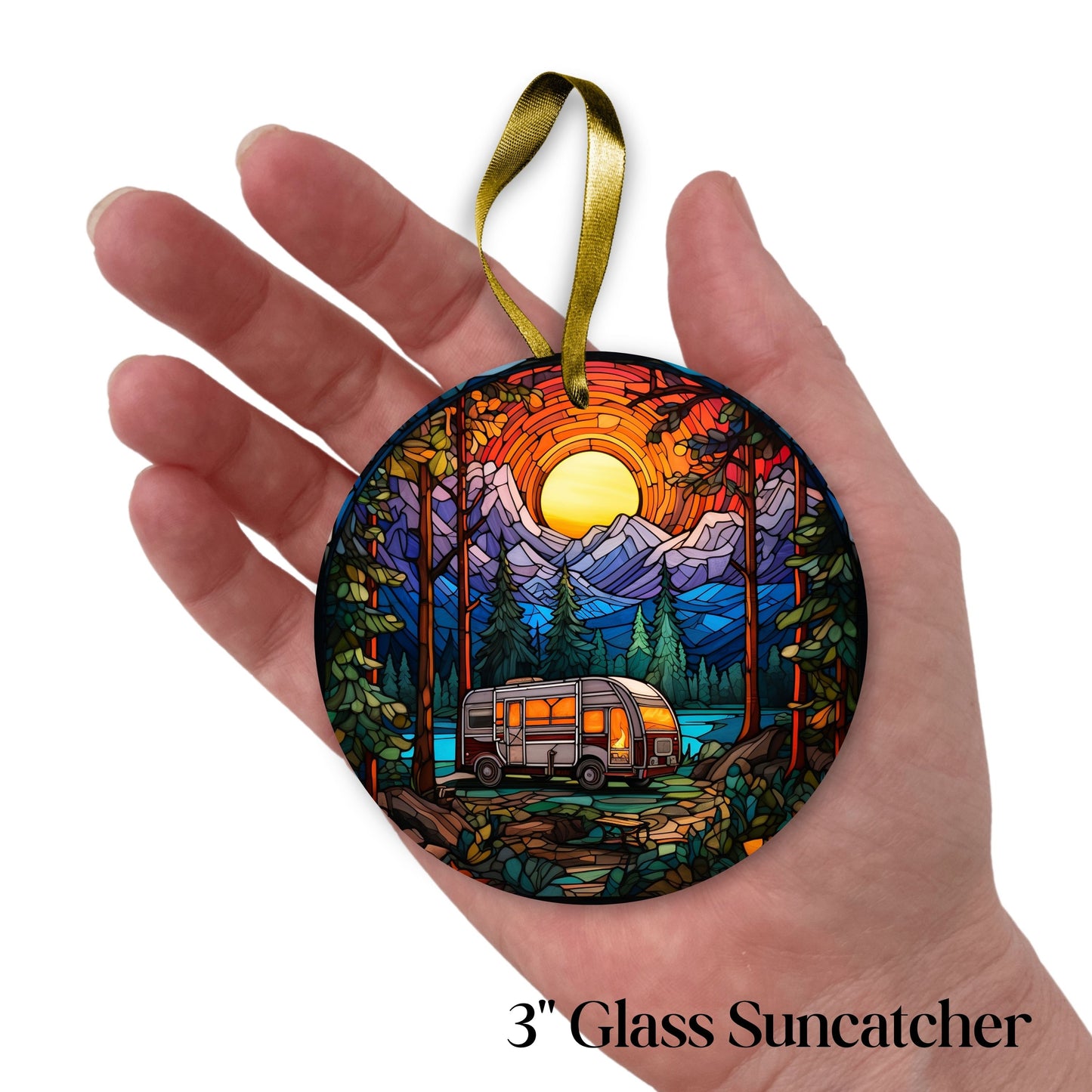 Camping and Fires Stained Glass Sun Catcher - Outdoors - 231-05