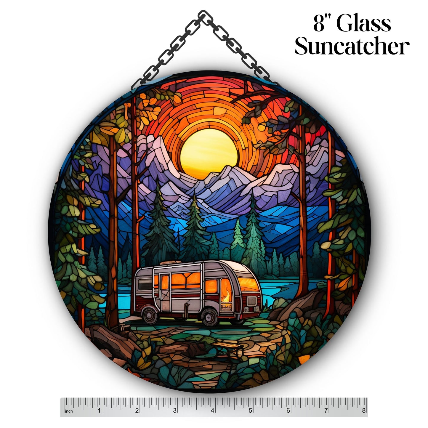 Camping and Fires Stained Glass Sun Catcher - Outdoors - 231-05