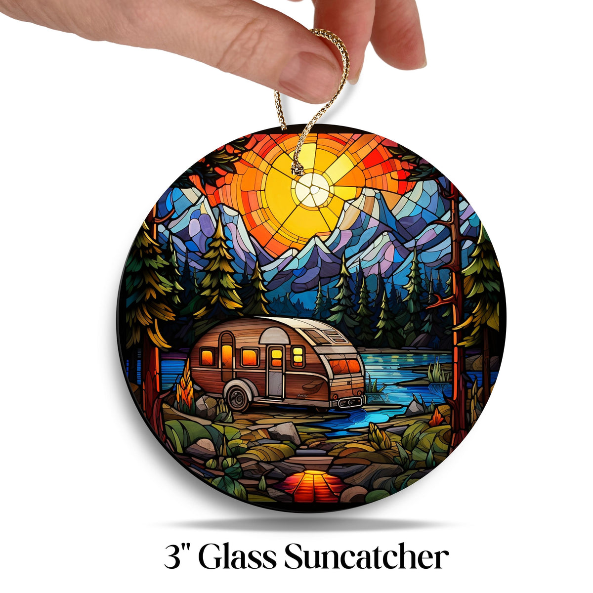 Camping and Fires Stained Glass Sun Catcher - Outdoors - 231-04