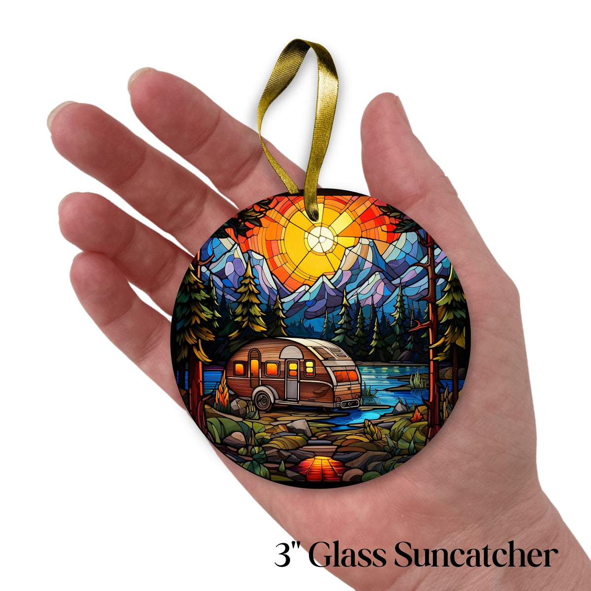 Camping and Fires Stained Glass Sun Catcher - Outdoors - 231-04